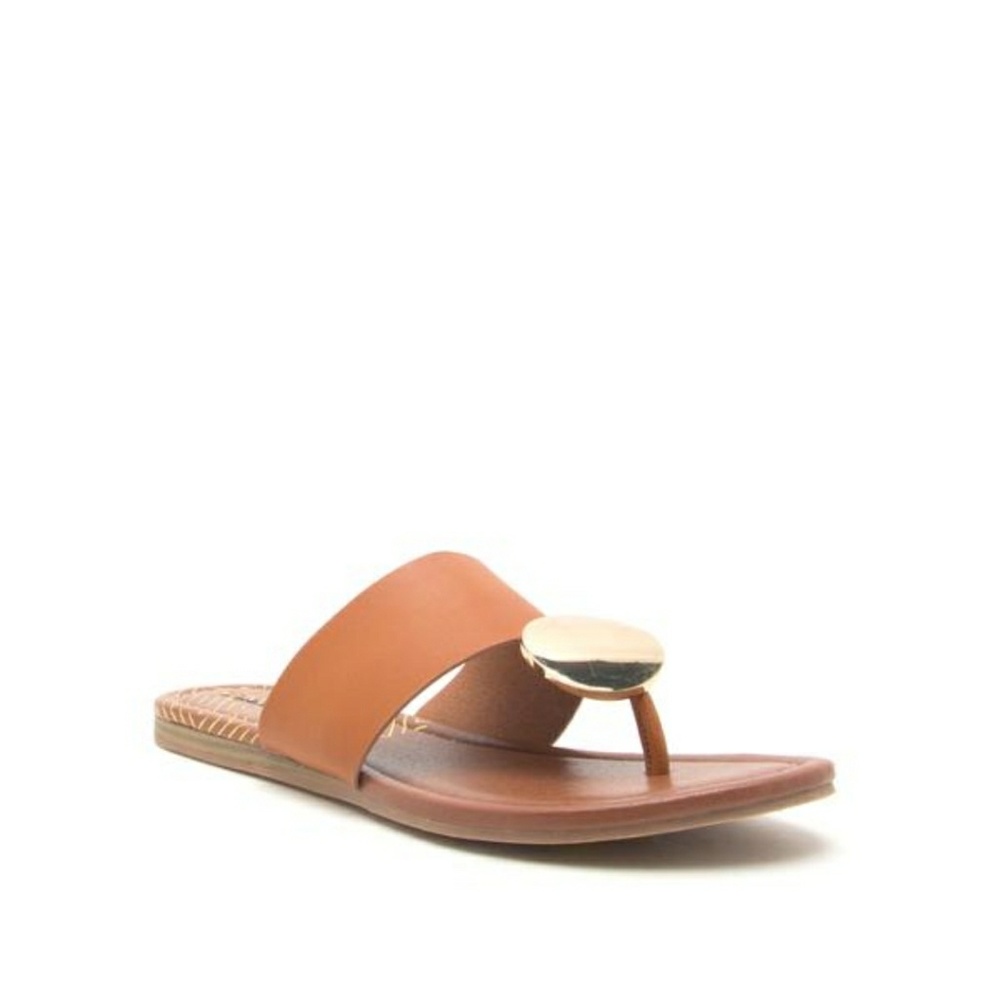 SALE NEW Vegan Gold Round Metal Sandal - Picture 5 of 6
